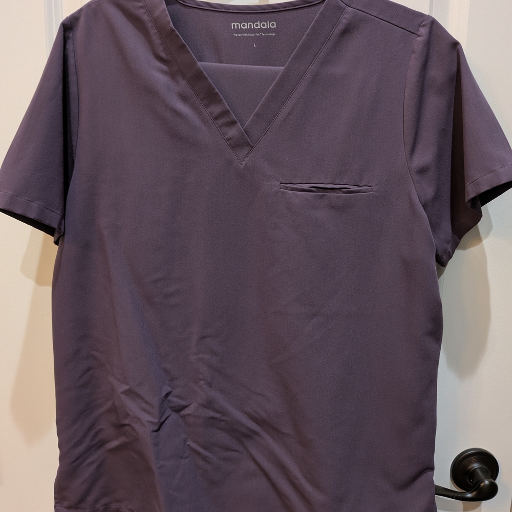 Mandala Deep Dewberry One Pocket Scrub Top And 9 Pocket Cargo Drawstring Pant Se